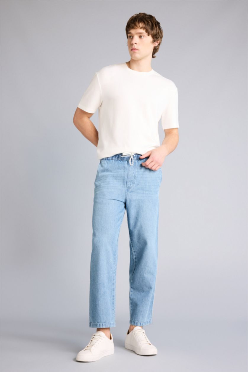 Мужчины Голубрй Джинсы Wide Leg с широкими штанинами