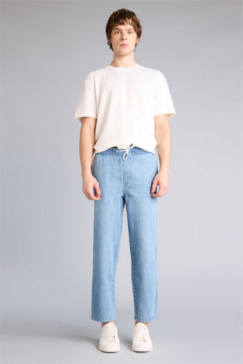 Мужчины Голубрй Джинсы Wide Leg с широкими штанинами