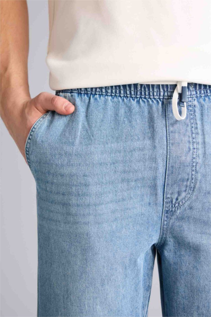 Мужчины Голубрй Джинсы Wide Leg с широкими штанинами