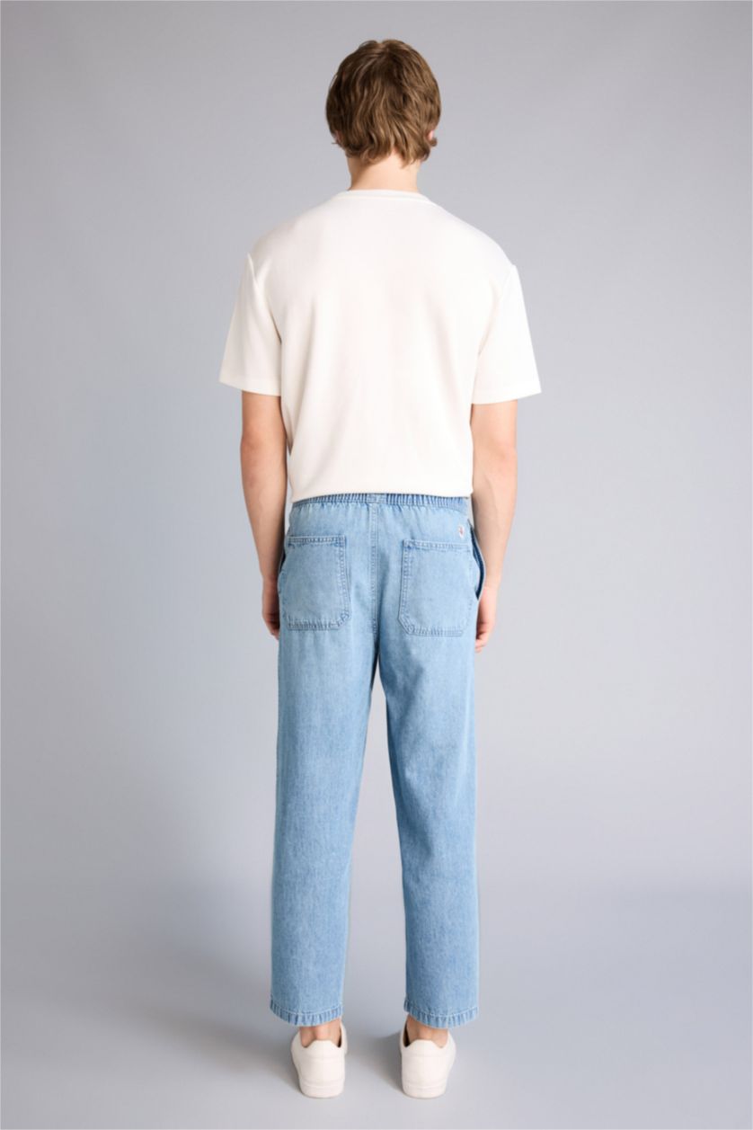 Мужчины Голубрй Джинсы Wide Leg с широкими штанинами