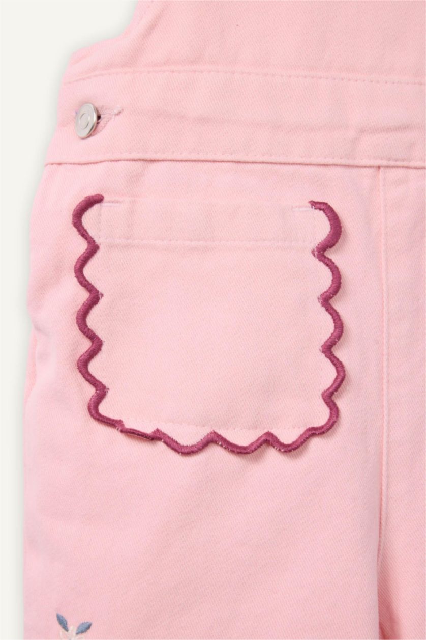 BABY GIRL Light Pink Baby Girl Twill Crew Neck Regular Fit Sleeveless Jumpsuit