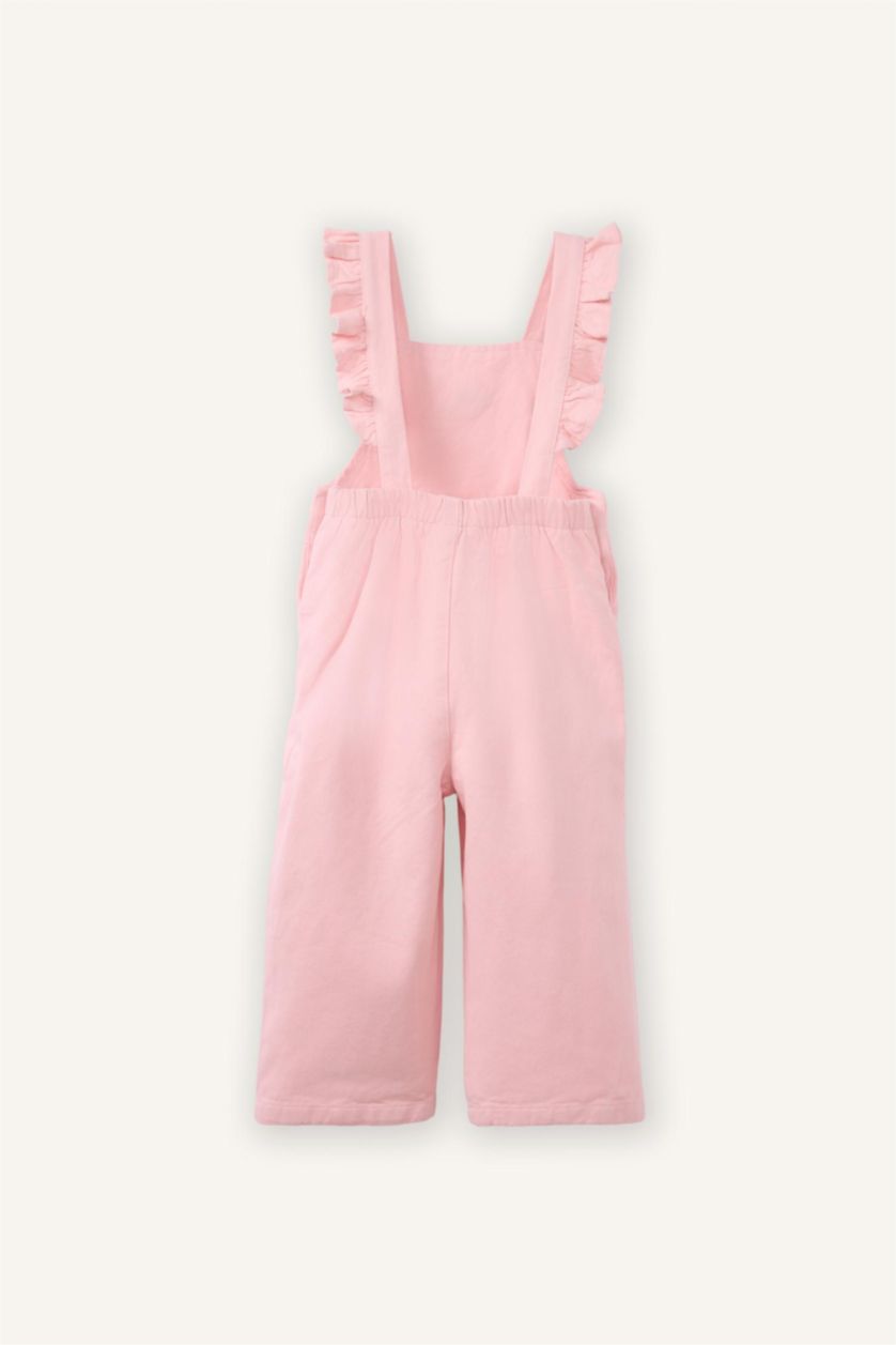 BABY GIRL Light Pink Baby Girl Twill Crew Neck Regular Fit Sleeveless Jumpsuit