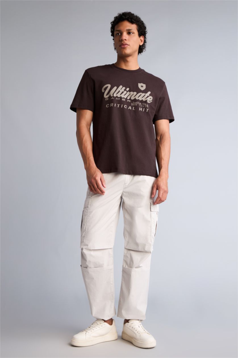 Erkek Açık Gri Baggy Kargo Cepli Pantolon