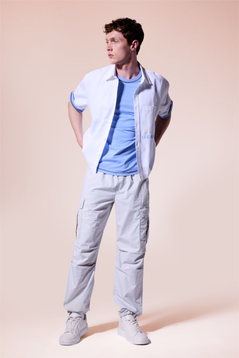 رجال رمادي فاتح Baggy Fit with Pockets Cargo Trousers