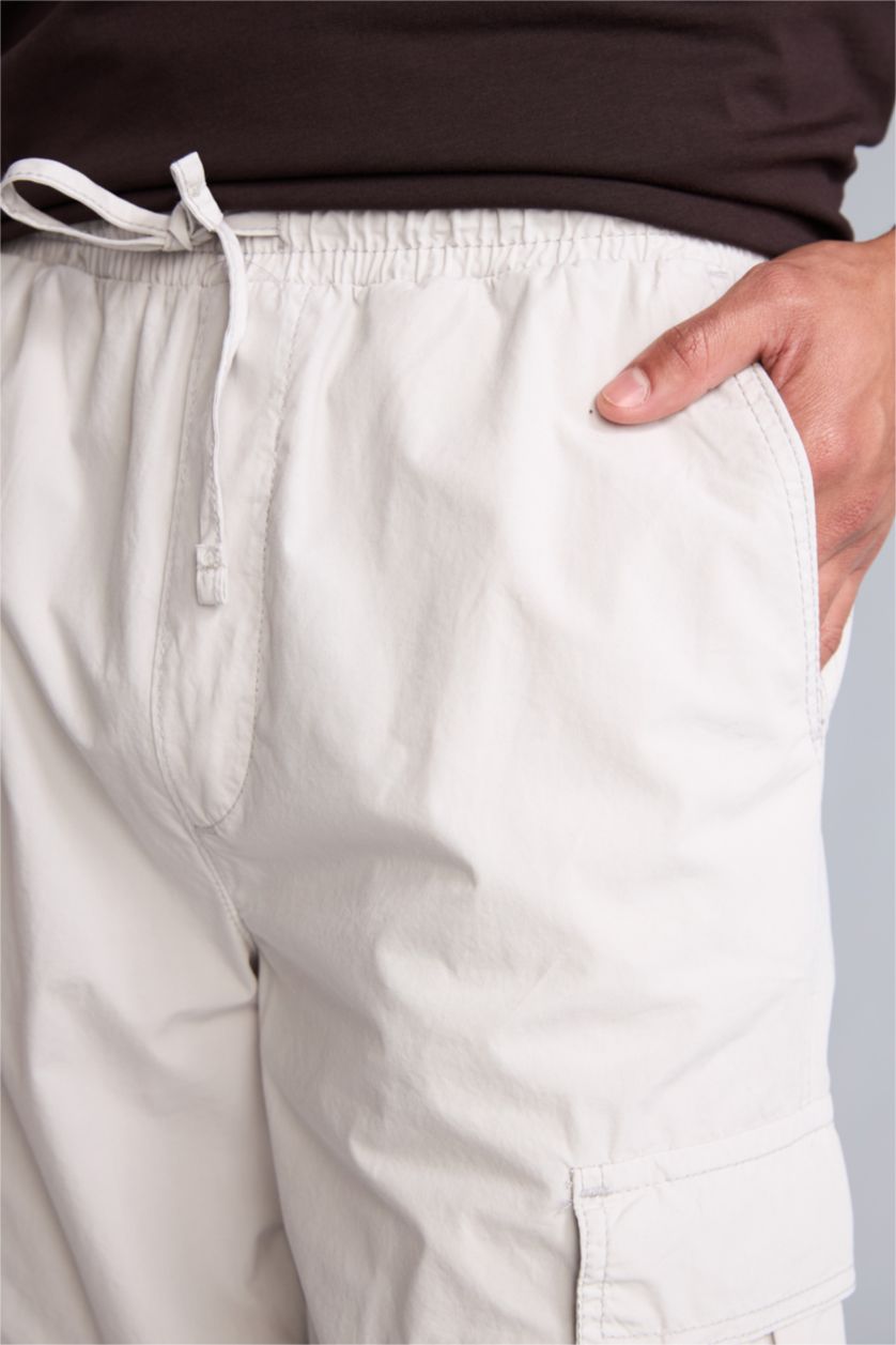 Erkek Açık Gri Baggy Kargo Cepli Pantolon