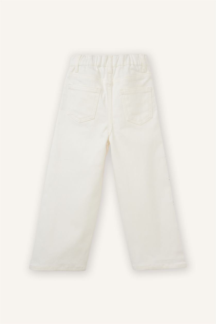 طفلة صغيرة أبيض بنطرون بيبي بناتي مطرز جبردين وايد ليج برجل واسع