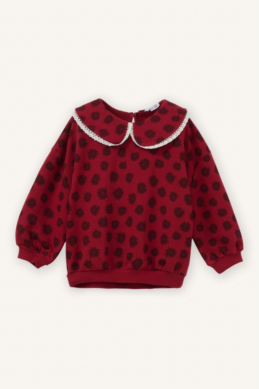 طفلة صغيرة خمري سويت شيرت بناتي فلورال قصة عادية