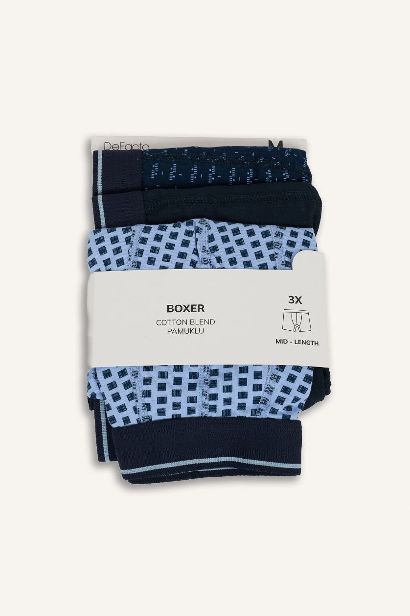 رجال كحلي بوكسر منقط قصة عادية - 3 قطع