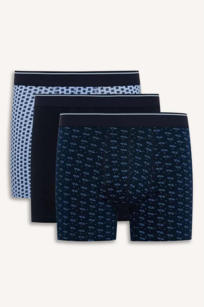 Erkek Lacivert Regular Fıt Puantiye 3'lü Boxer
