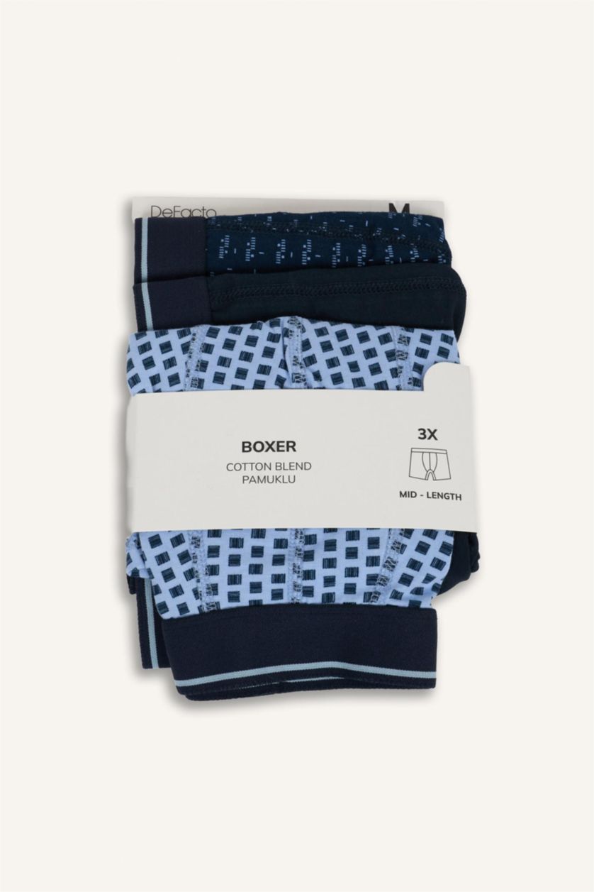 Erkek Lacivert Regular Fıt Puantiye 3'lü Boxer