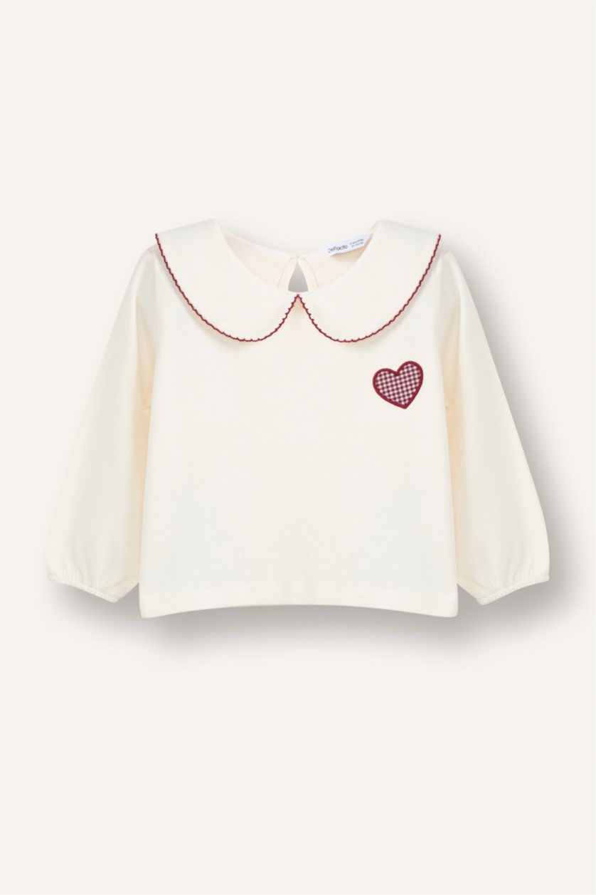 Kız Bebek Ekru %100 Pamuklu Tişört Kız Bebek