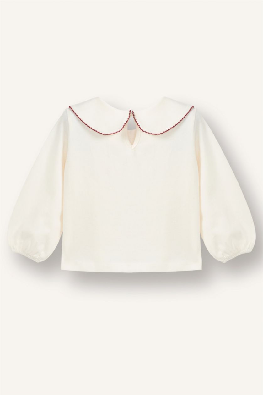 Kız Bebek Ekru %100 Pamuklu Tişört Kız Bebek