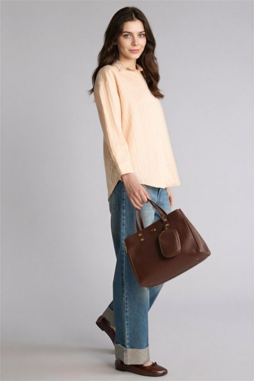 WOMAN Sand Regular Fit Woven Striped Long Sleeve Tunic