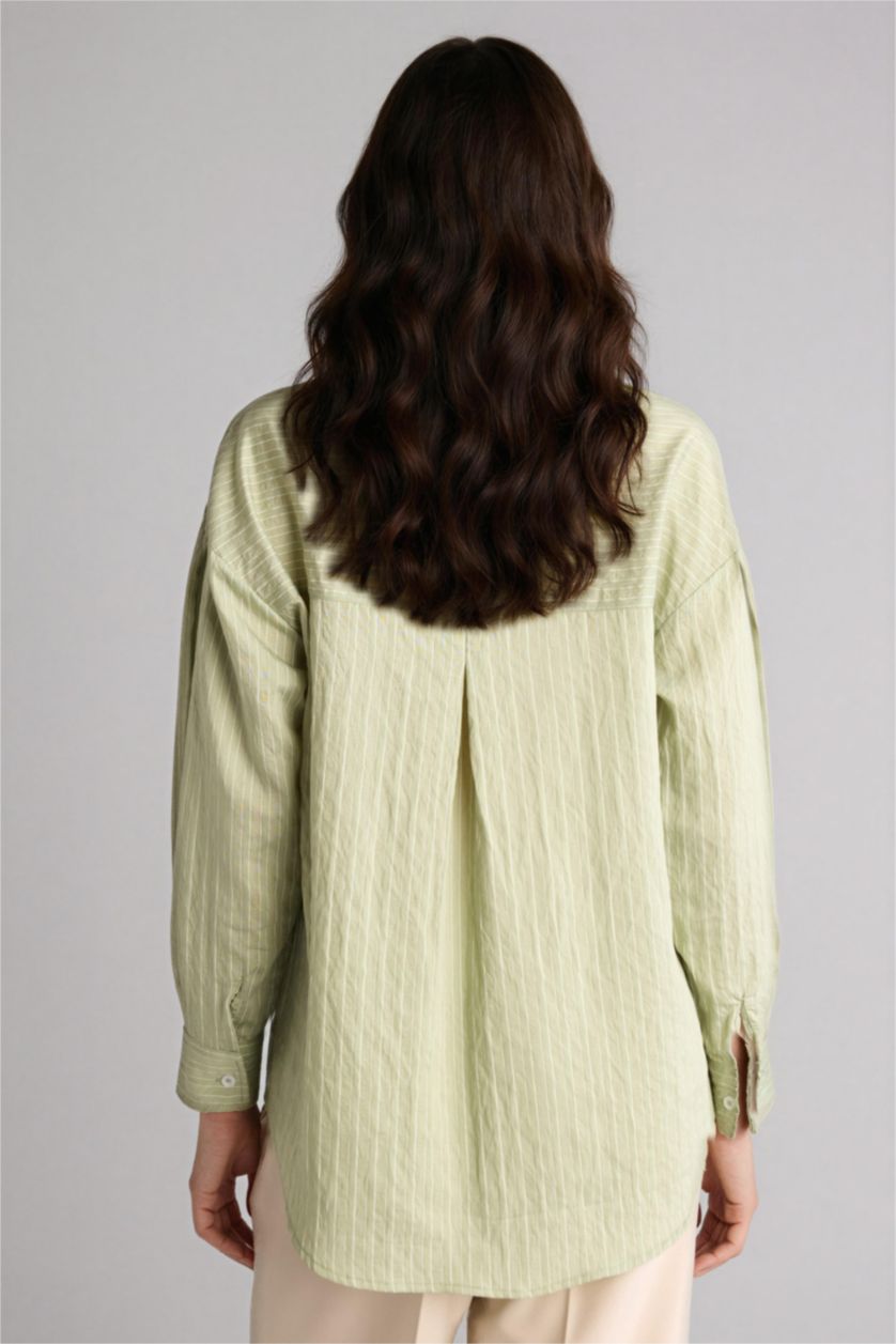 WOMAN Green Regular Fit Woven Long Sleeve Tunic