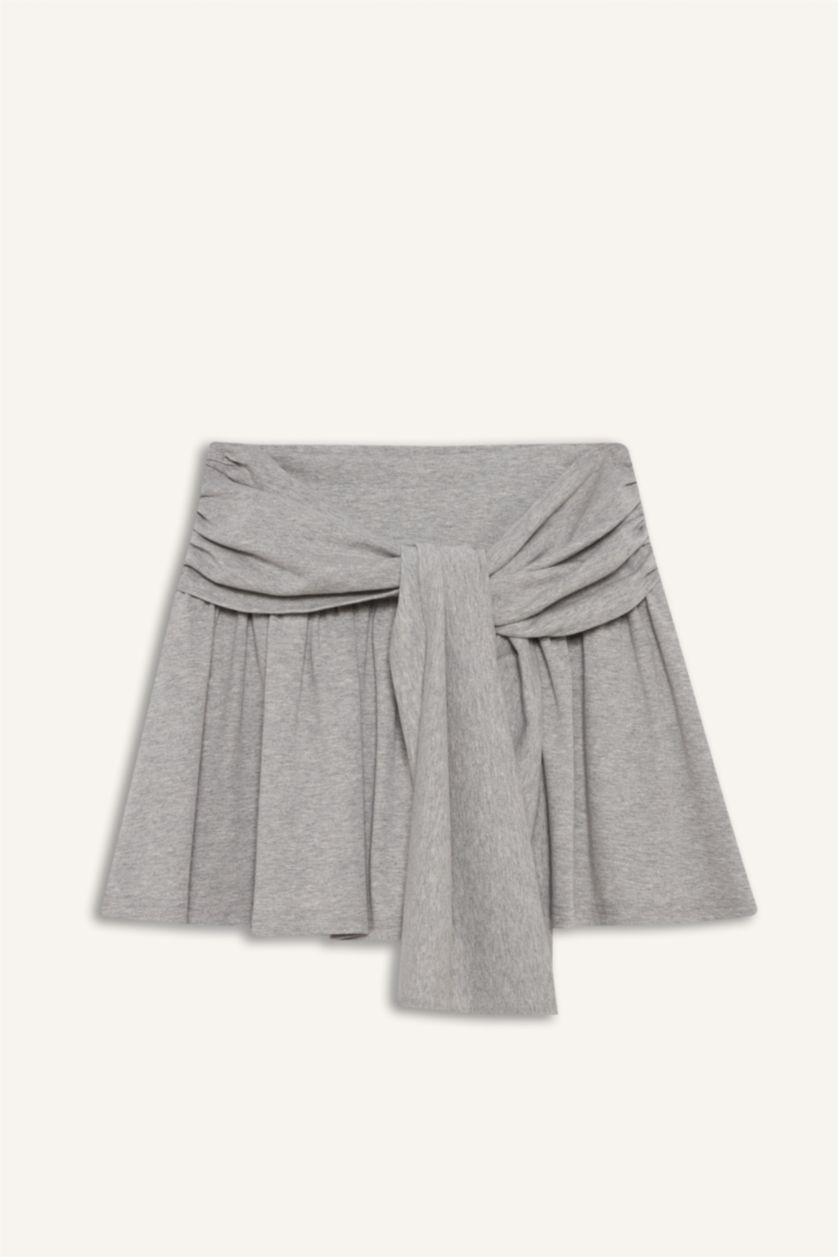 Kadın Gri Melanj Afra x Defacto A Kesim Normal Bel Mini Etek