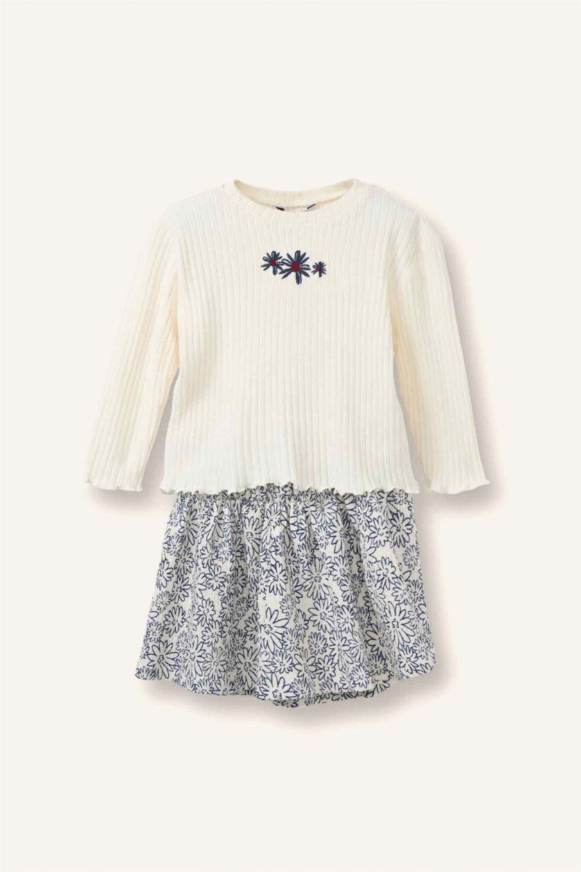 طفلة صغيرة بيج فاتح سيت بناتي فلورال مضلع - قطعتين