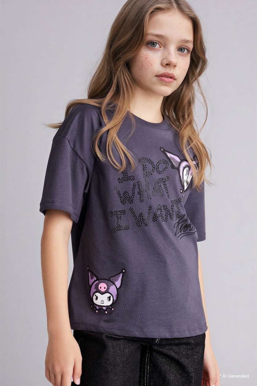 GIRLS & TEENS Anthracite Girl Kuromi Oversize T-Shirt