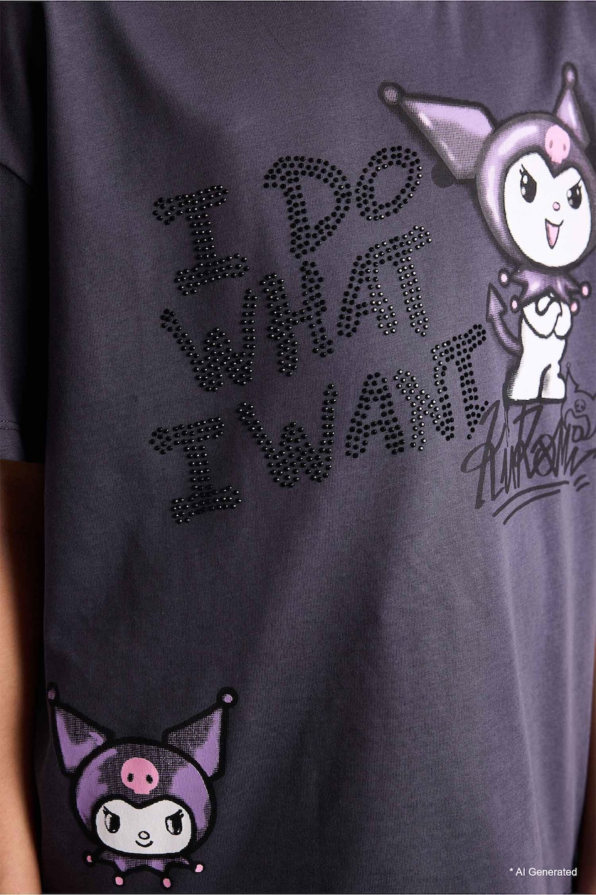 GIRLS & TEENS Anthracite Girl Kuromi Oversize T-Shirt