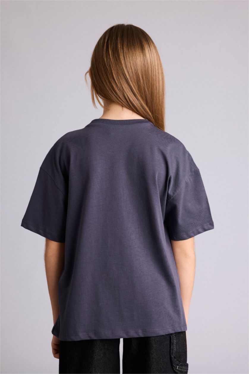 Girls & Teens Anthracite Oversize Fit Short Sleeve T-Shirt