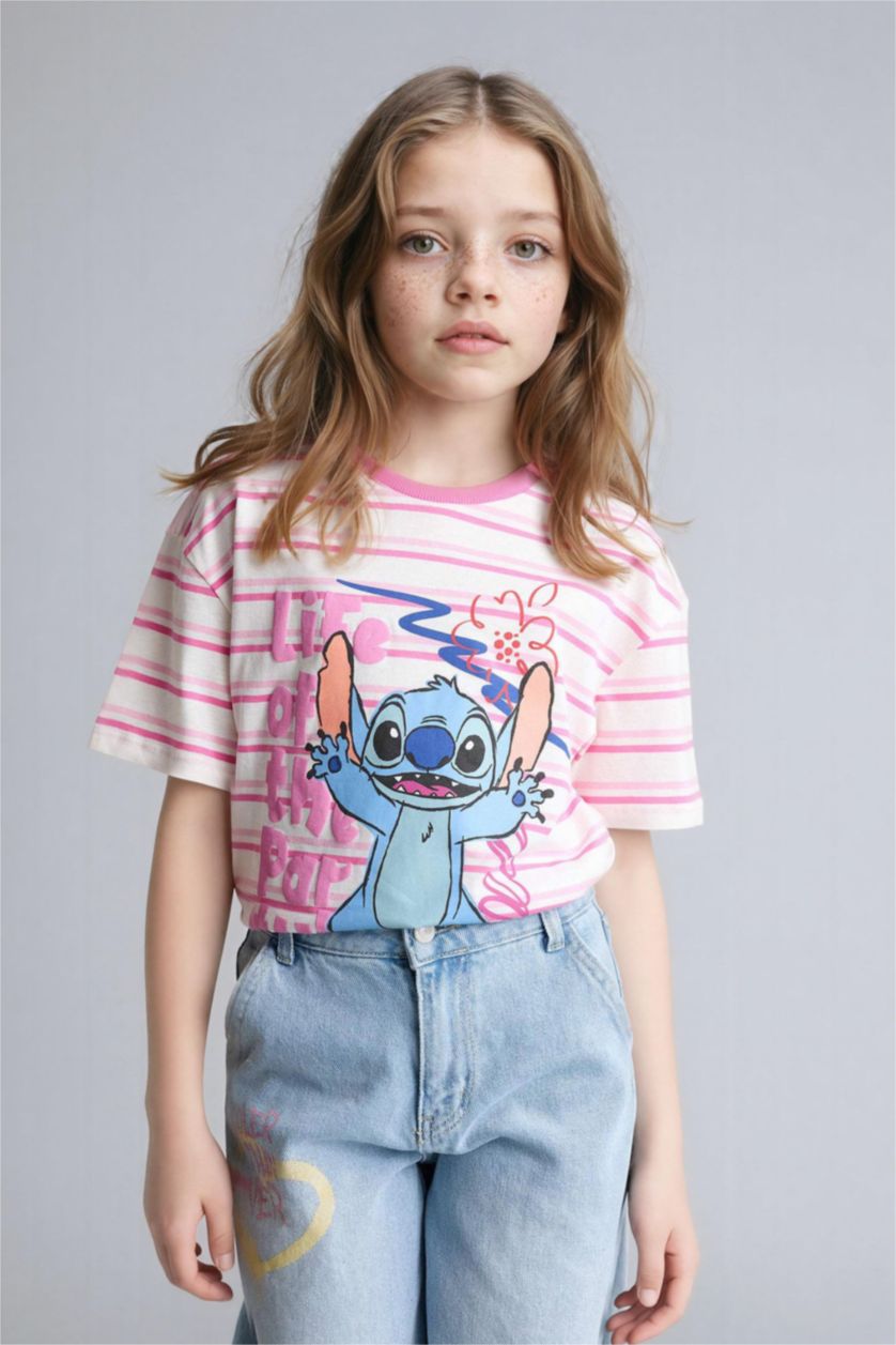 GIRLS & TEENS Ecru Girl Disney Lilo & Stitch Oversize T-Shirt