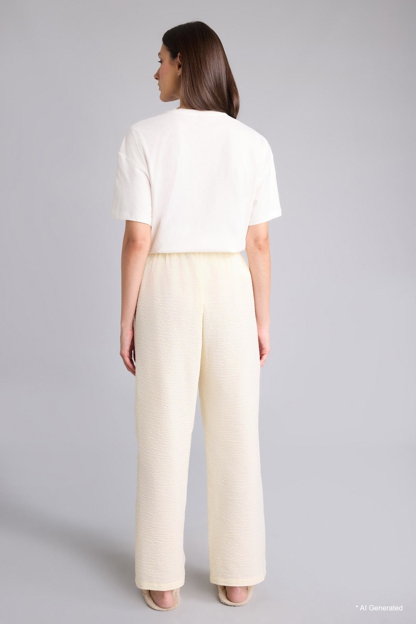 FEMME Jaune Pantalon en tissu tissé long Coupe régulière