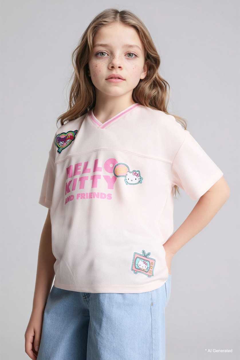 Girls & Teens Light Pink Girl Hello Kitty Oversize T-Shirt