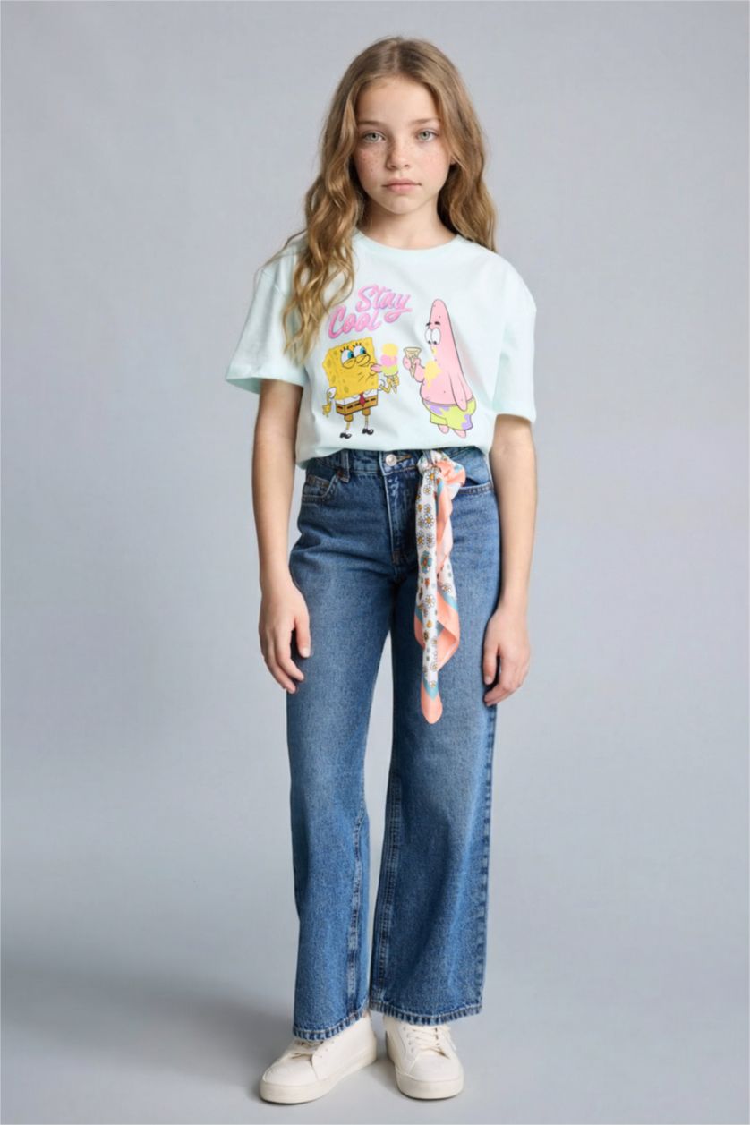 GIRLS & TEENS Aqua Oversize Fit SpongeBob Licensed Short Sleeve T-Shirt