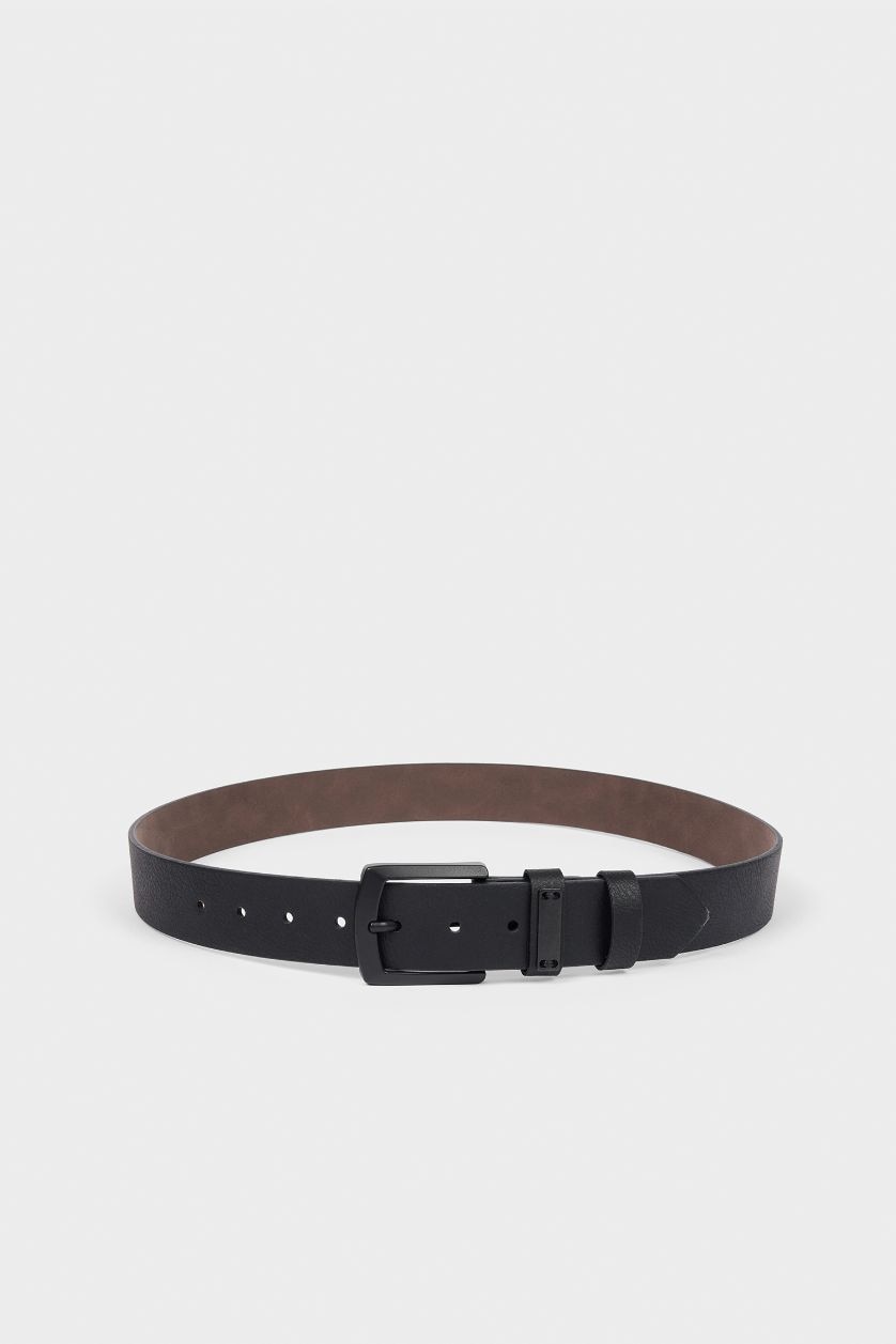 Erkek Siyah Erkek Dikdörtgen Toka Suni Deri Jean Kemeri