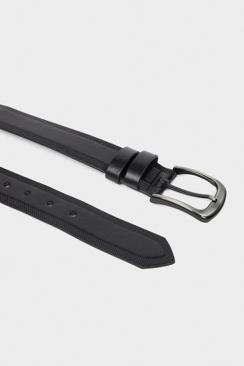 Erkek Siyah Erkek Dikdörtgen Toka Suni Deri Jean Kemeri