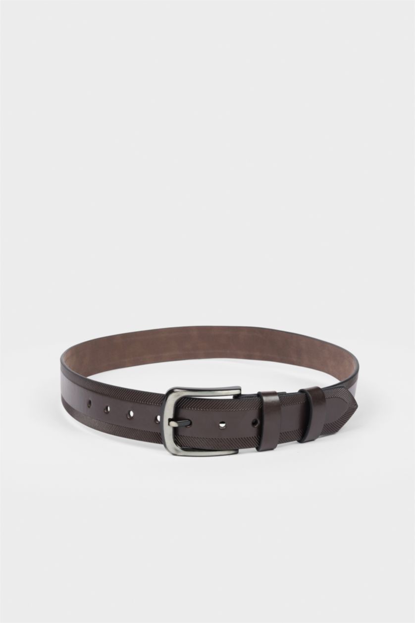 Erkek Kahve Erkek Dikdörtgen Toka Suni Deri Jean Kemeri