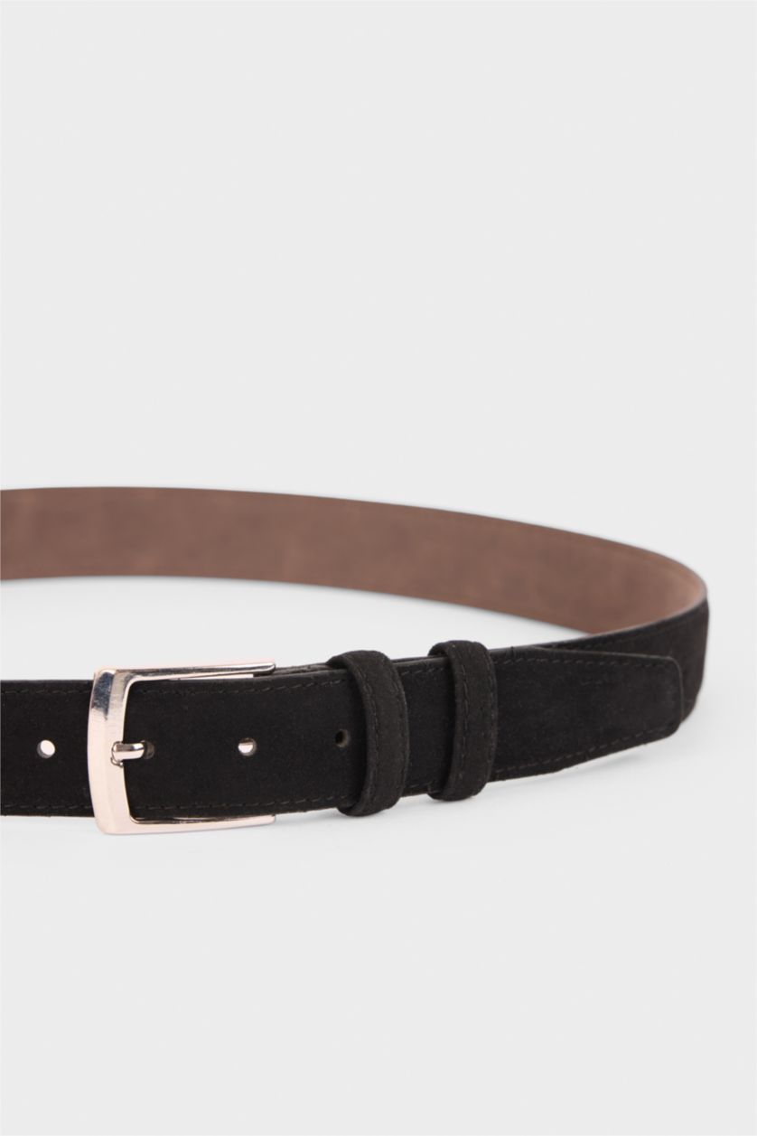 Erkek Siyah Erkek Dikdörtgen Toka Suni Deri Jean Kemeri