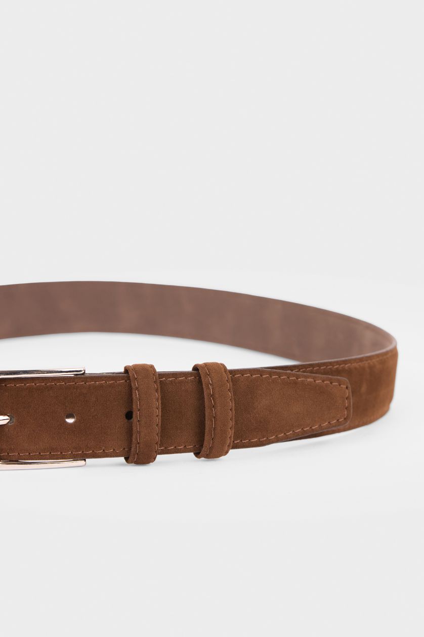Men Brown Man Rectangle Clasp Faux Leather Jean Belt