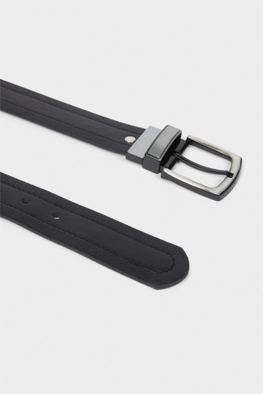 Erkek Karma Erkek Çift Taraflı Toka Suni Deri Günlük Kemer