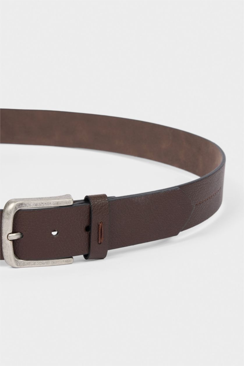 Erkek Kahve Erkek Dikdörtgen Toka Suni Deri Jean Kemeri