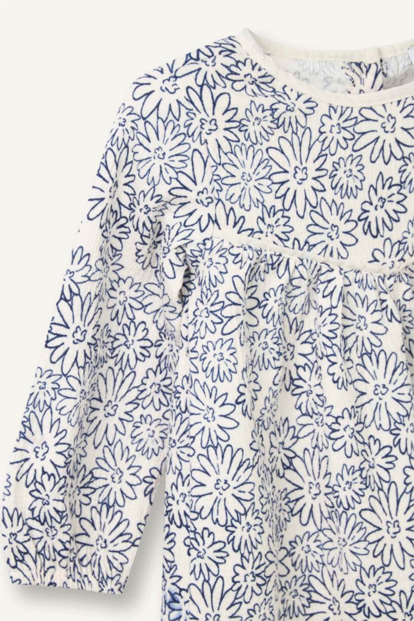 طفلة صغيرة أبيض فستان بيبي بناتي موسلين ردن طويل بياخة مستديرة