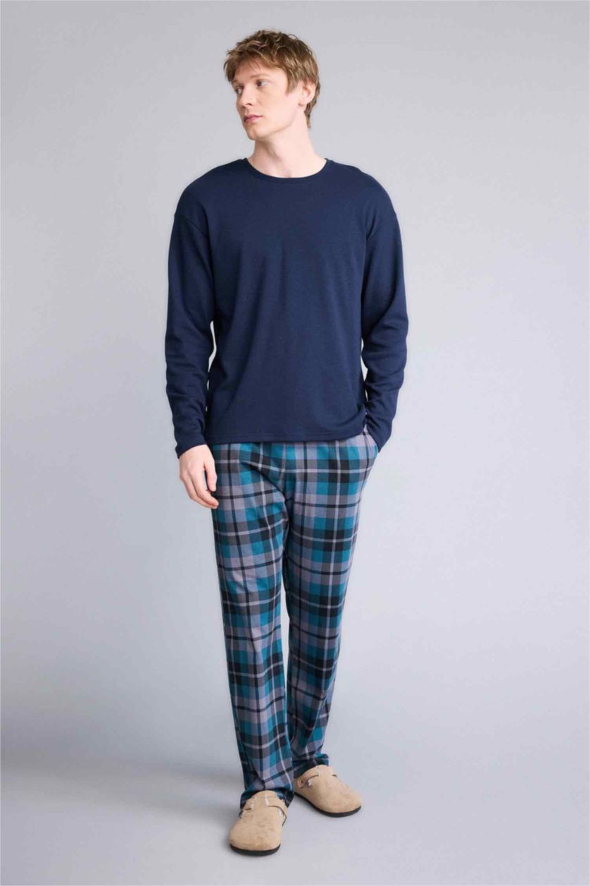 رجال كحلي بلوزة أوفر سايز بياقة مستديرة