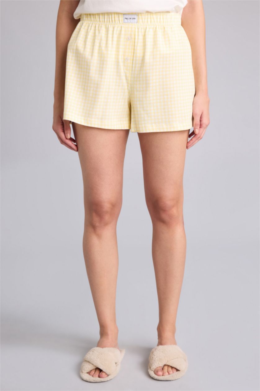 Kadın Sarı Regular Fıt Kısa Kollu 2'li Takım