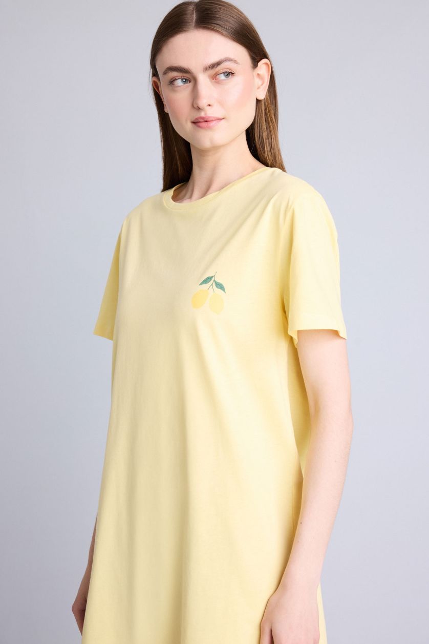 Женщины Желтый Платье Regular Fit с круглым вырезом и коротким рукавом