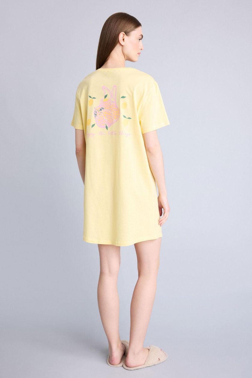 Woman Yellow Regular Fit Crew Neck Knitted Dress