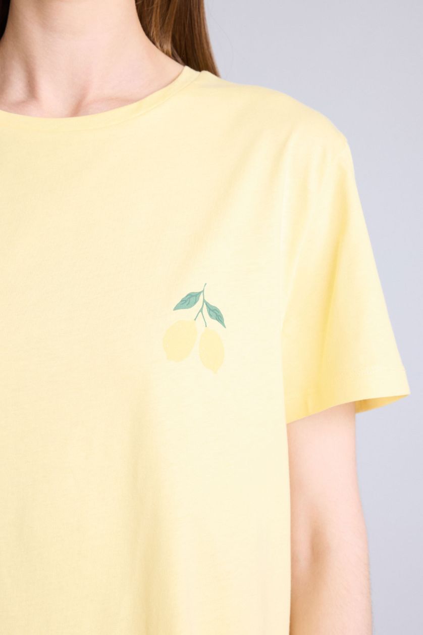 Женщины Желтый Платье Regular Fit с круглым вырезом и коротким рукавом