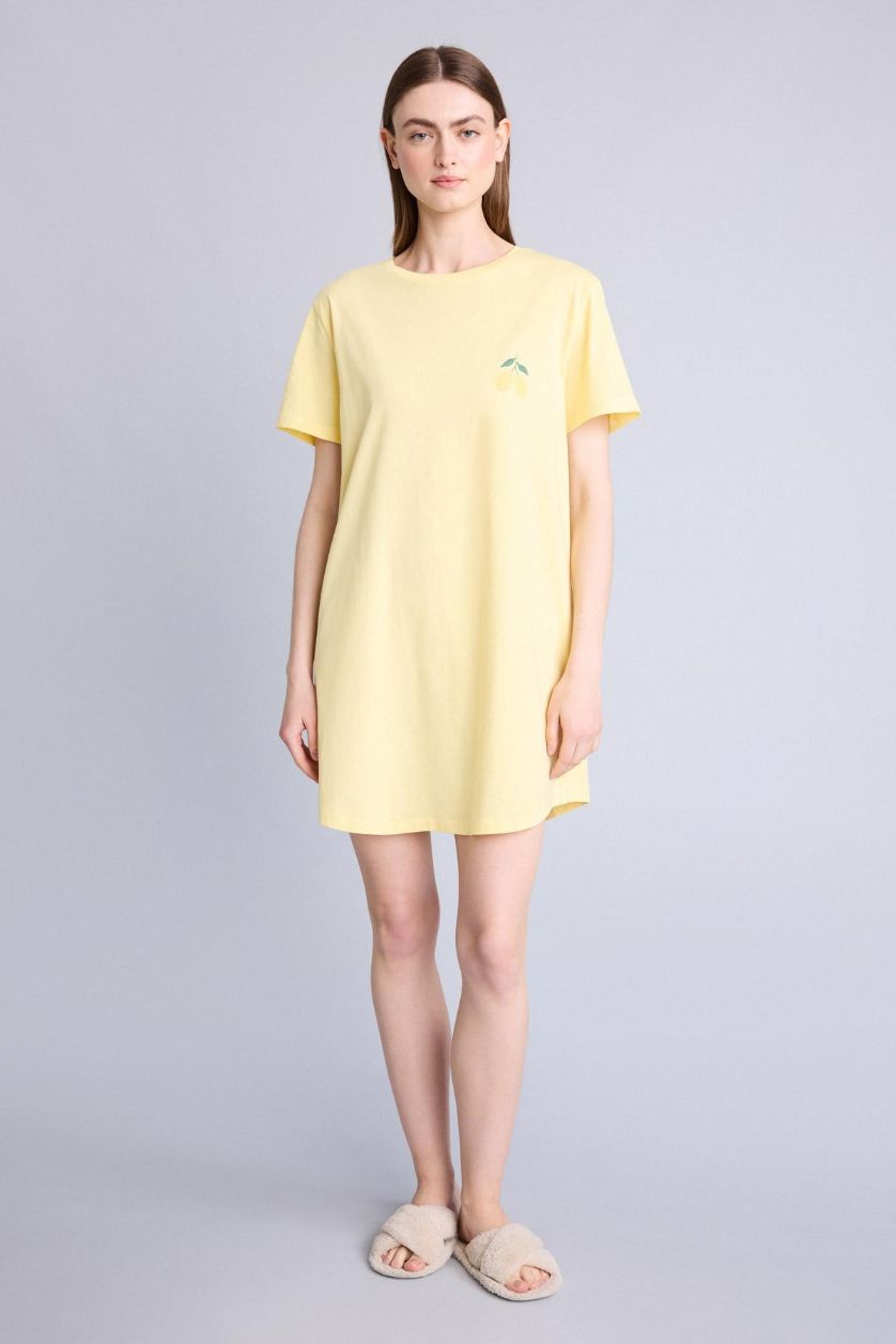 Woman Yellow Regular Fit Crew Neck Knitted Dress