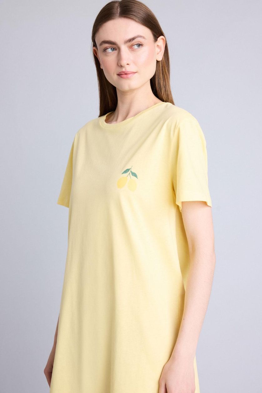 Woman Yellow Regular Fit Crew Neck Knitted Dress