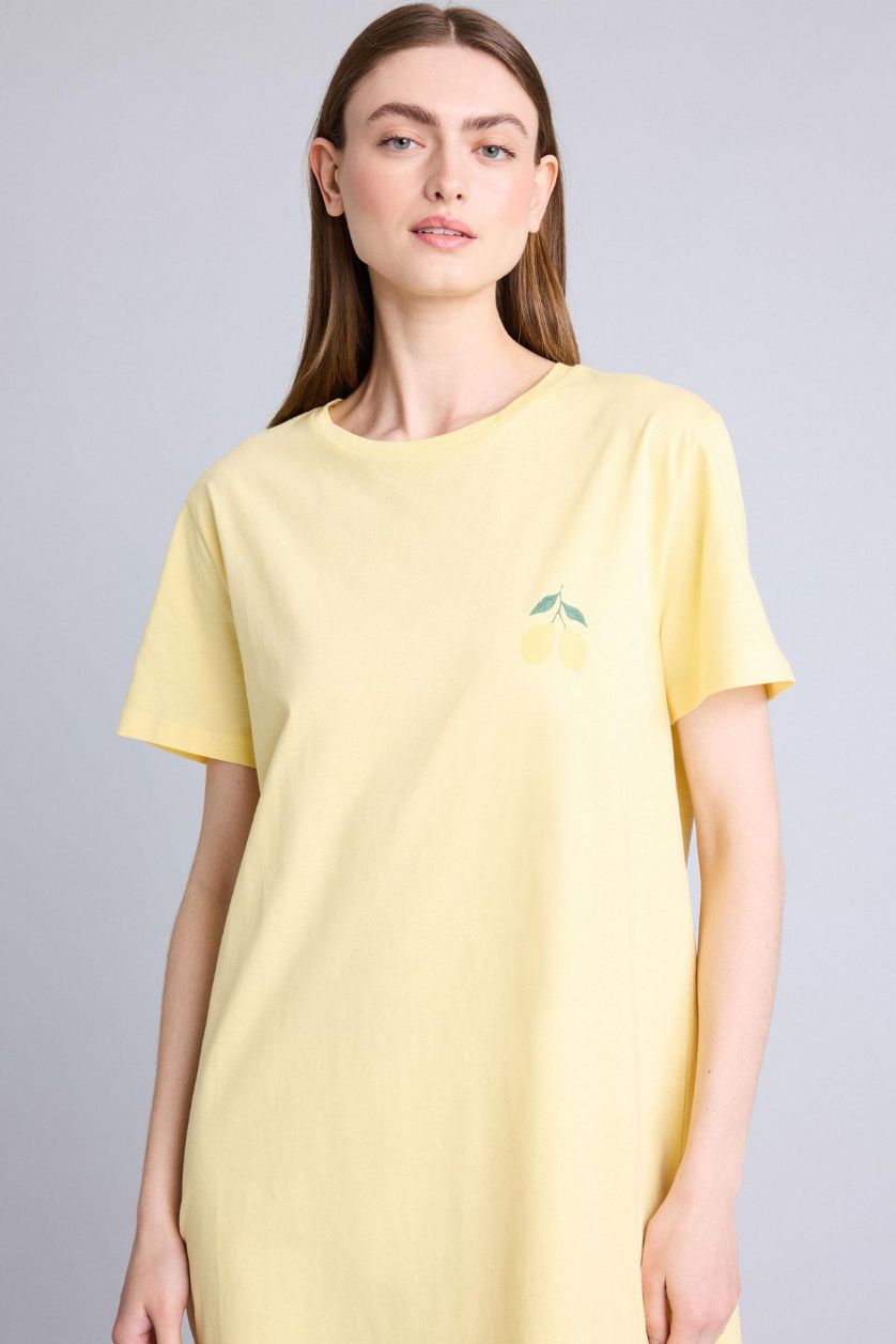 Woman Yellow Regular Fit Crew Neck Knitted Dress