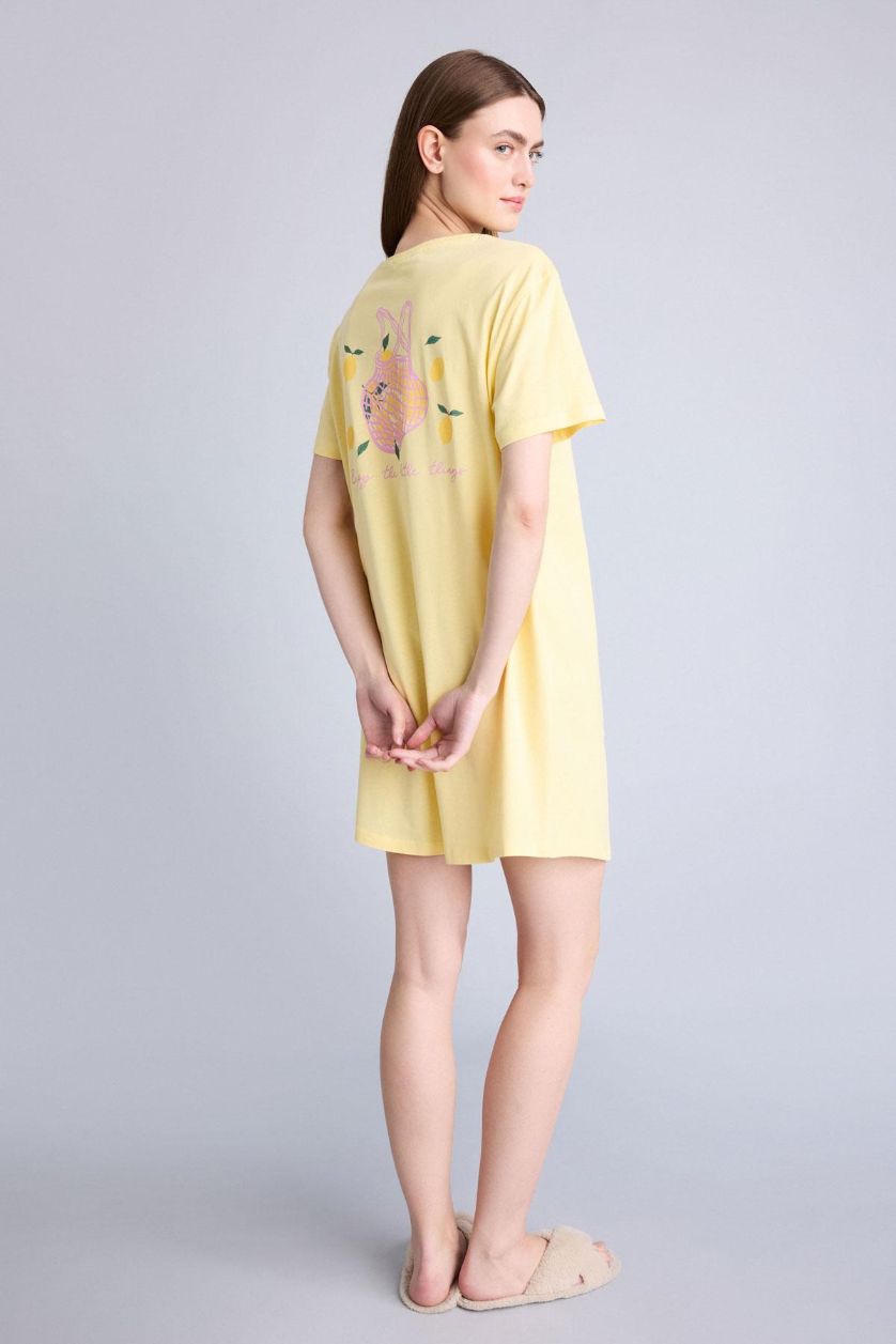 Woman Yellow Regular Fit Crew Neck Knitted Dress