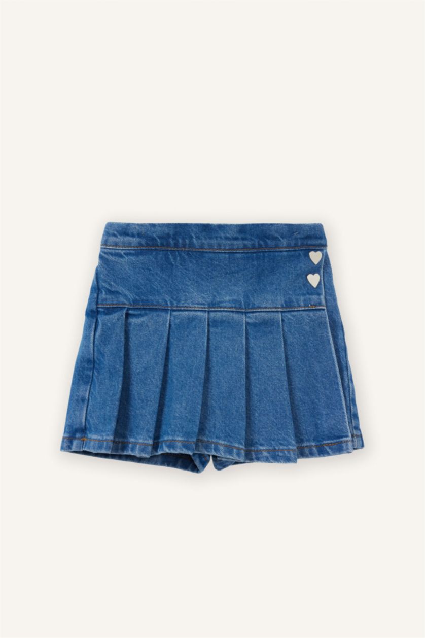 BÉBÉ FILLE Bleu Jupe-short plissée en jean pour bébé fille