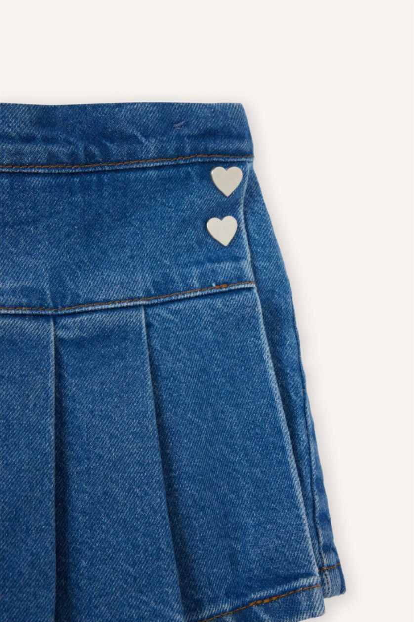 BÉBÉ FILLE Bleu Jupe-short plissée en jean pour bébé fille