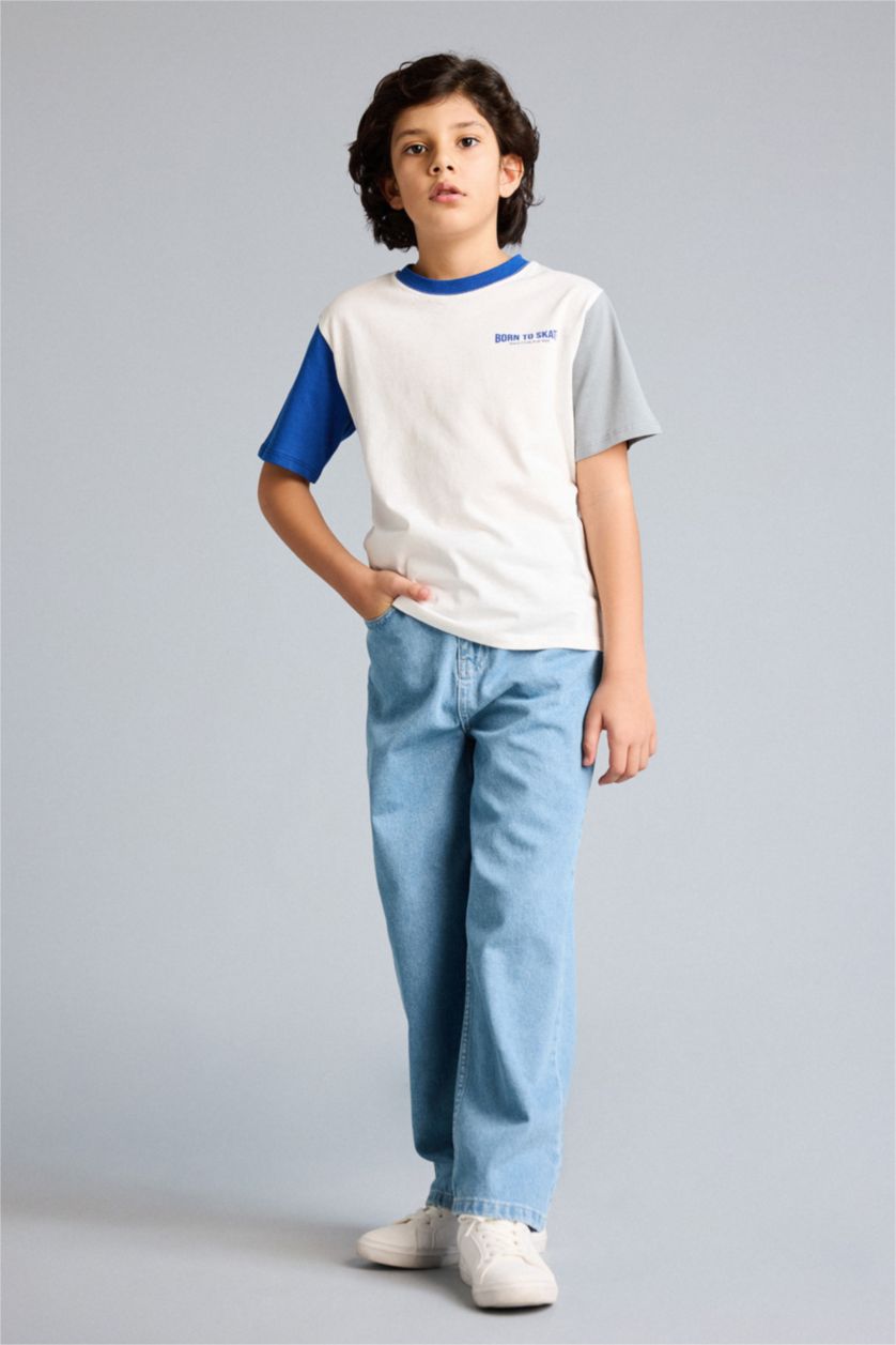 Erkek Çocuk - Genç Erkek Kum Baskılı Tişört Erkek Çocuk