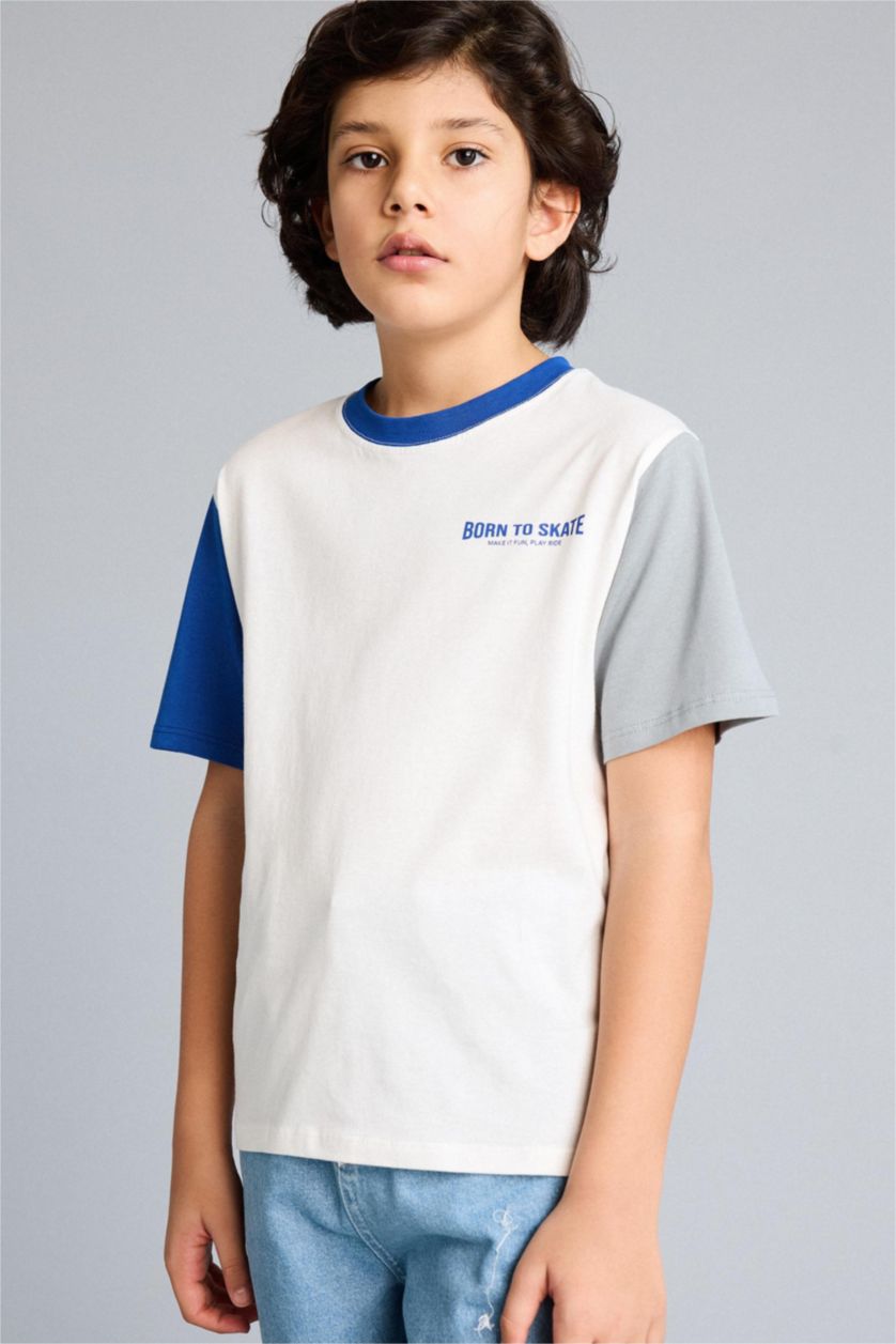 Erkek Çocuk - Genç Erkek Kum Baskılı Tişört Erkek Çocuk