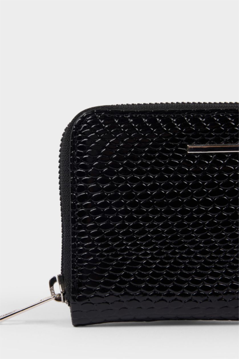 Kadın Siyah Kadın Gofre Dokulu Cüzdan