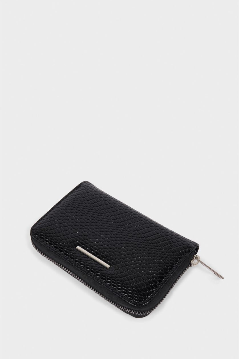 Kadın Siyah Kadın Gofre Dokulu Cüzdan
